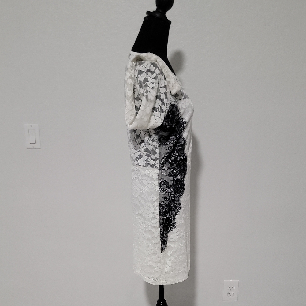 Arden B White and Black Lace Long Sleeve Dress - Picture 2 of 7